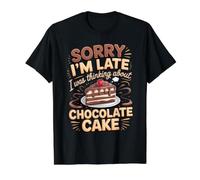 Sorry I'm Late I was Thinking About Chocolate Cake Value Graphic T-Shirt, Men, Black, M