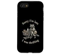 Sorry Im Late I Was Thrifting Funny Raccoon Vintage Shopping Case for iPhone SE (2020) / 7/8
