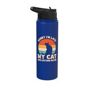 Sorry I'm Late My Cat was Sitting On Me Stainless Steel Insulated Water Bottle