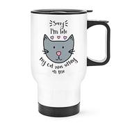Sorry I'm Late My Cat was Sitting On Me Travel Mug Cup with Handle