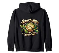 Sorry Im Late Turtle Pocket Watch Sarcastic Introvert Zip Hoodie