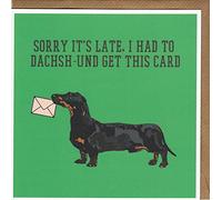 Sorry it's late, I had to dashsh-und get this card - Quirky Dachshund Puppy Birthday Card Hand drawn