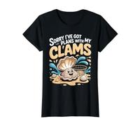 Sorry I've Got Plans with My Clams Clamming Seafood Value Graphic T-Shirt, Women, Black, S