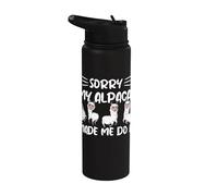 Sorry My Alpacas Made Me Do It Funny Alpaca Stainless Steel Insulated Water Bottle
