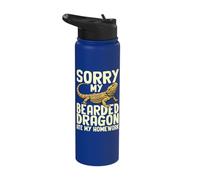 Sorry My Bearded Dragon Ate My Homework Funny Lizard Stainless Steel Insulated Water Bottle