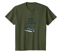 Sorry, My Bed is Calling | Don't Invite Me Afters T-Shirt, Kids, Olive, 4 Years
