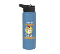 Sorry My Chicken Ate My Homework School Poultry Farmer Stainless Steel Insulated Water Bottle