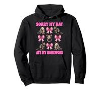 Sorry My Rat Ate My Homework Rat Girl Mouse Coquette Bow Pullover Hoodie