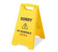 Sorry My Schedule Is Full Sign, Funny Office Desk Decor Multifunctional Desk Sign with Hidden Mirror Phone Holder Stand Accessories Humorous Team Office Gag Decor for Boss Supervisor & Coworker