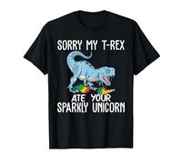 Sorry My T-Rex Ate Your Sparkly Unicorn Funny Saying Shirt T-Shirt, Men, Black, 6X-Large