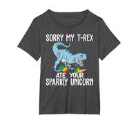 Sorry My T-Rex Ate Your Sparkly Unicorn Funny Saying Shirt T-Shirt, Women's Plus, Dark Heather Grey, 2X