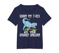 Sorry My T-Rex Ate Your Sparkly Unicorn Funny Saying Shirt T-Shirt, Women's Plus, Navy Blue, 1X