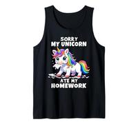 Sorry My Unicorn Ate My Homework Funny Quote School Student Tank Top