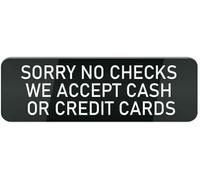Sorry No Checks We Accept Cash Or Credit Cards Sign Acrylic Plastic Sign Acrylic with Symbols Self-Adhesive for Restaurants Salons Hotels Motels Restrooms 3X9 Inch