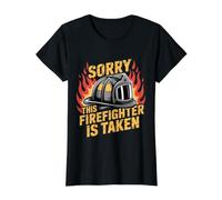 Sorry This Firefighter is Taken Relationship Love - Value Graphic T-Shirt, Women, Black, L