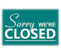 Sorry we're closed shop sign - Self adhesive sticker (200mm x 150mm)