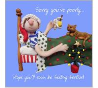 Sorry Your Feeling Poorly Christmas Greeting Card One Lump or Two Cards