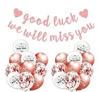 Sorry Your Leaving Decorations, 1 Banners and 20 Balloons, Rose Gold Theme Sorry Your Leaving Banner, We Will Miss You Banner Suitable for Office Celebrations and Retirement Parties