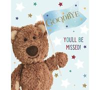 Sorry You're Leaving Card - You'll Be Missed - Barley Bear with Flag and Stars with Foil Finish - Eco-Friendly - by ICG