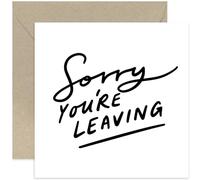 Sorry You're Leaving Greeting Card - Simple Minamilist Design for Colleague Coworker Boss - Farwell Gifts for Him or Her - Blank Inside with Envelope
