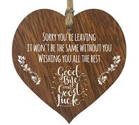 Sorry You're Leaving Hanging Wooden Heart Sign Plaque Work Colleague Leaving Gifts - Dark Wood Hearts Signs, Work Gifts, Leaving Decorations, Christmas Secret Santa Gift, Leaving Present Ideas