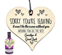Sorry You're Leaving Work Office Colleague Gift Wood Hanging Heart Plaque Bottle Present Gift Tag #1005