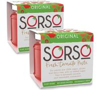 SORSO Tomato Paste 2x220g | Vegan, No Added Sugar, Gluten-Free | Natural Italian Recipe | Made in London | Use for Pizza, Pasta, Ketchup, Dip or Soup | 28kcal - 99% Vine Tomatoes