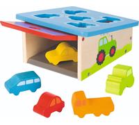 Goki Shape Sorting Box Vehicles Car Tractor Wooden Toy