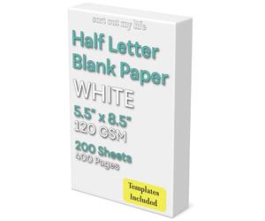 Sort Out My Life Half Letter Blank Paper, 200 Sheets, 120 GSM, Unpunched, Loose Leaf, 5.5 x 8.5 inch, White, Compatible with Laser and Inkjet Printers