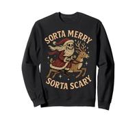 Sorta Merry Scary Skeleton Santa Funny Christmas Graphic Sweatshirt