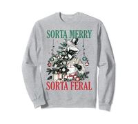 Sorta Merry Sorta Feral Funny Raccoon Lovers Christmas Tree Sweatshirt