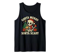 Sorta Merry Sorta Scary Funny Christmas Skeleton Tank Top