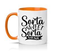 Sorta Sweet Sorta Savage 11oz Ceramic Novelty Mug Sassy Personality Sarcastic Humour Tea Coffee Cup Gift Orange