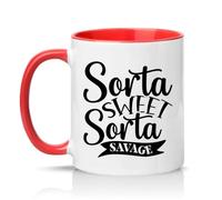 Sorta Sweet Sorta Savage 11oz Ceramic Novelty Mug Sassy Personality Sarcastic Humour Tea Coffee Cup Gift Red