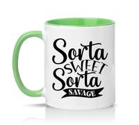 Sorta Sweet Sorta Savage 11oz Ceramic Novelty Mug Sassy Personality Sarcastic Humour Tea Coffee Cup Gift Green