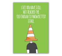 Sorted Birthday Card Person With Traffic Cone on Head., 5 x 7 inches inches