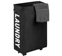Sorter and Organizer on Wheels | 22" Rolling Slim Laundry Basket with Stand | Laundry Hamper Basket | With Rolling Metal Frame | Waterproof & Dust-proof | Tall & Slim Shape Home Corner Bin -Black