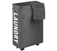 Sorter and Organizer on Wheels | 22" Rolling Slim Laundry Basket with Stand | Laundry Hamper Basket | With Rolling Metal Frame | Waterproof & Dust-proof | Tall & Slim Shape Home Corner Bin -Dark Grey