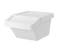 SORTERA Waste Bin Trash Sorting Dust Bin Home Kitchen Stackable Storage Organizer Rubbish Basket Durable Plastic White 37 L + FREE TSA SHOE BAG