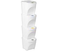 Sortibox set of 4 trash cans kitchen trash cans (80 liters 4x25L) wastebasket bin waste collector waste separator collector organic waste bath bin (white)