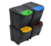 Sorting Bins Recycling Segregation Waste Stackable Lidded Black bin 20L 25L Home Office Dustbins Set Black Color Lids (4x25L)
