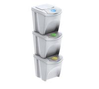 Sorting Bins Recycling Segregation Waste Stackable Lidded with Stickers Dustbins 25L Set (3x 25Litres)