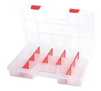 Sorting Box, Assortment Box, Small Parts Magazine with 14 Compartments, Ergonomic Handle, Clamp Clasps, Transparent, 390 x 290 x 65 mm
