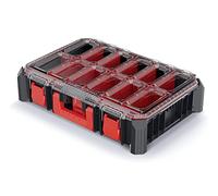Sorting Box, Assortment Box, Small Parts Magazine with Dividers, Transparent Decker, Stackable, 543 x 368 x 122 mm