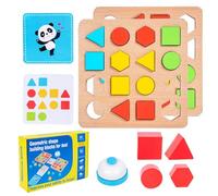 Sorting Toys - Wooden Geometric Blocks | Shape Matching Puzzle - for 3+ Years Old Boys Girls Preschool Christmas Birthday Holiday