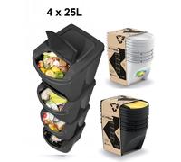 Sorting Waste Bin Recycling Segregation Stackable Lidded Grey White 20L 25L 35L