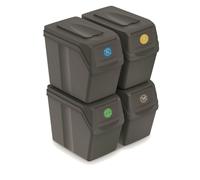 PROSPERPLAST Set of 4 Cubes 80 L Prosper Sortibox Plastic Grey Recycling Containers, Multicoloured, One Size
