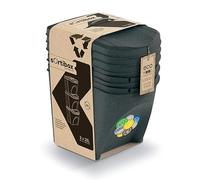 Sorting Waste Bin Set Recycling Segregation Stackable Lidded Handle 3 Colours Black Grey Ashen Flap Lid 20L 25L 35L (ECO Anthracite, 3pcs x 25 Litre)