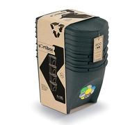 Sorting Waste Bin Set Recycling Segregation Stackable Lidded Handle 3 Colours Black Grey Ashen Flap Lid 20L 25L 35L (ECO Anthracite, 4pcs x 25 Litre)