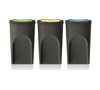 Keden SORTIBOX Set of 4 Waste Bins, 100% Recycled Plastic, Black, Volume 4 x 35 L